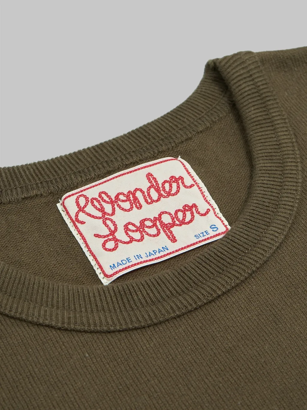 Wonder Looper Double Heavyweight Crewneck T-Shirt Heather Khaki