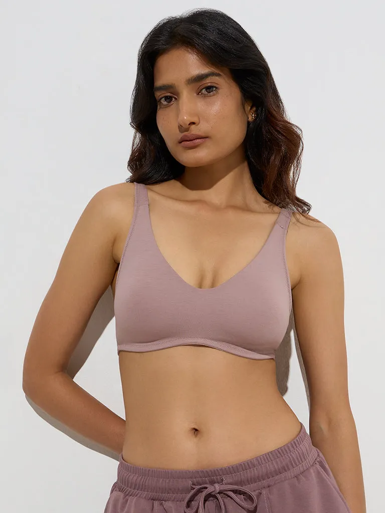 Wunderlove Mauve Cotton-Blend Bra