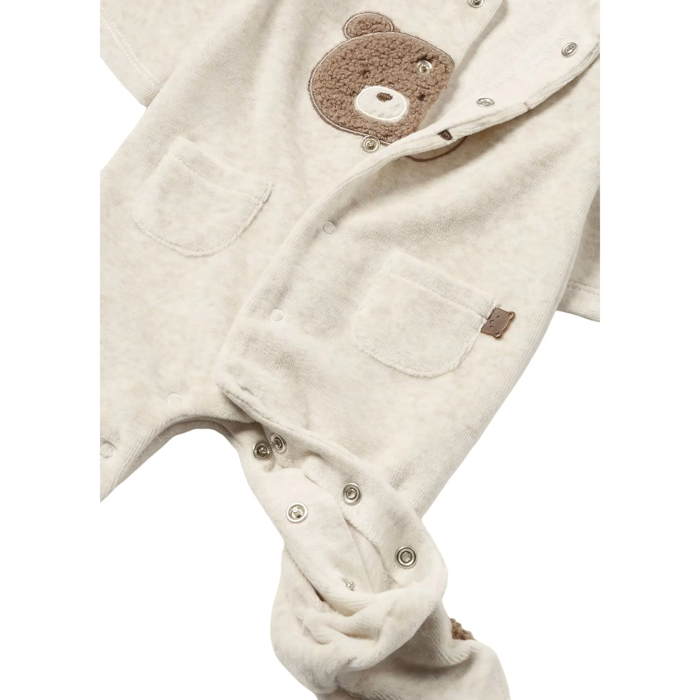 Yellow 2pc Bear Velour Babygrow Set